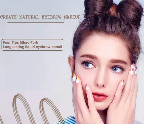 Vista 6 de Lápiz de cejas Microblading con 4 puntas de tenedor, crea maquillaje duradero, cubierta de lápiz de cejas natural profesional, áreas dispersas