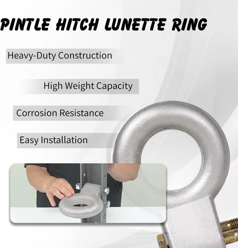 Vista 6 de 48660 Anillo de enganche de acero sin procesar con forma de lunette de 3 pulgadas de diámetro interior, 24,000 libras, requiere montaje en canal
