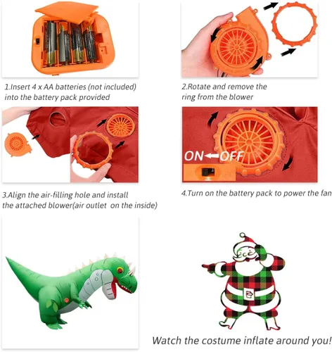Vista 5 de Luxanna Disfraz inflable para adultos, Navidad, Halloween, fiesta, cosplay, traje de hombre y mujer, disfraz divertido de cuerpo completo