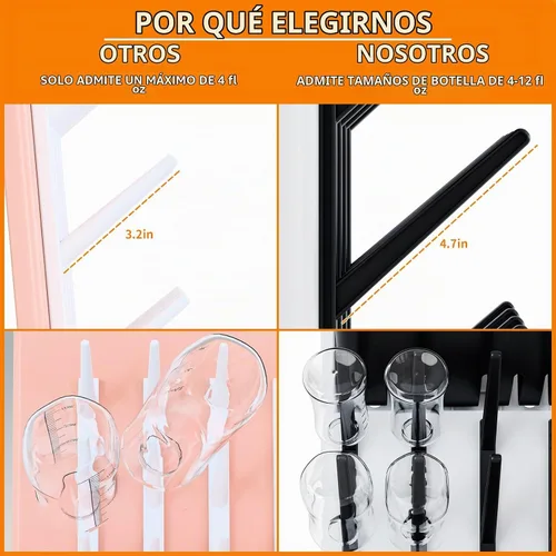 Vista 4 de Yieach Estante de secado vertical más grande para biberones, sin BPA, ahorro de espacio, soporte de secado para encimera, soporte para biberones