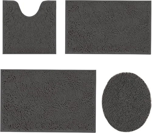 Vista 26 de Juego de alfombras de baño de 3 piezas, tapetes de baño para baño antideslizantes, alfombras de baño de felpilla gruesa, suaves y absorbentes, juego