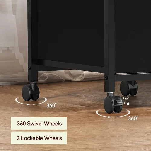 Vista 6 de Amyove Archivador de 4 cajones, archivador negro para impresora móvil compatible con tamaño A4 o carta, archivador vertical de tela con ruedas, mesa