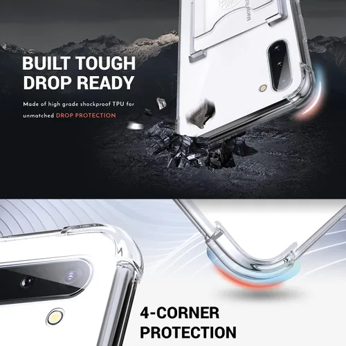 Vista 4 de Shields Up Funda para Samsung Galaxy Note 10, funda minimalista con tarjetero [3 tarjetas] y soporte de anillo, [protección contra caídas] funda