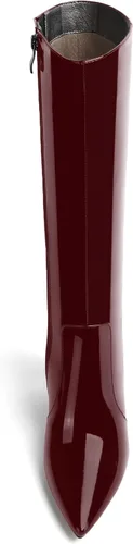 Vista 115 de AMBELIGHT Botas altas hasta la rodilla con cremallera y puntera puntiaguda para mujer, de patente sólida, tacón alto, 3.3 pulgadas
