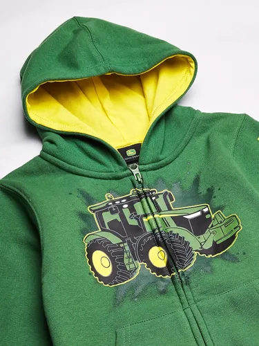 Vista 2 de John Deere Sudadera con capucha de forro polar pequeño con cremallera frontal, Verde