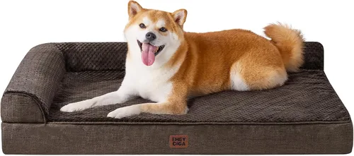 Vista 20 de EHEYCIGA - Cama ortopédica para perros de tamaño mediano, cama de espuma viscoelástica para perros, color beige Small Dog Sofa with Washable