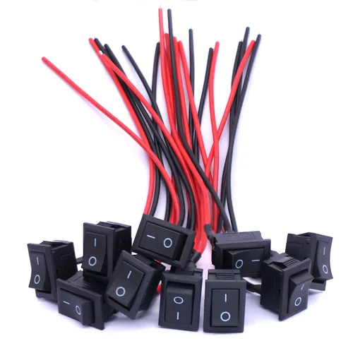 Vista 6 de Twidec/10Pcs Interruptor basculante AC 6A/250V 10A/125V SPST 2 pines 2 posiciones encendido/apagado Interruptor basculante cuadrado para coche Negro