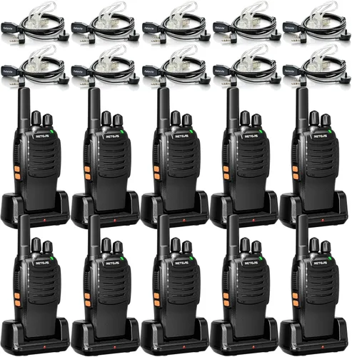 Vista 12 de Retevis H-777 Walkie Talkies para adultos, radio de 2 vías de largo alcance con auriculares, cargador de múltiples bandas de 10 vías, radios