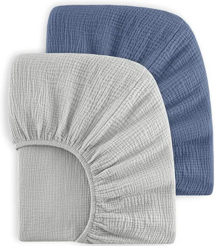 Vista 24 de Bearmoss Sábanas de muselina para mini cuna para Pack N Play - 100% algodón - 38"x26" Sábanas suaves y transpirables para corralito y cuna de bebé
