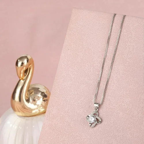 Vista 4 de 14K Gold Plated Cubic Zirconia Necklace, Love Knot Diamond Pendant Necklace for Women(Rose GoldWhite Gold)