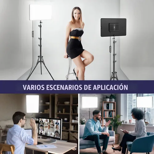Vista 7 de Kit de luz de video LED de 2 unidades con soporte de trípode de 160 cm, luz de estudio regulable de 2500K-8500K para fotografía, iluminación