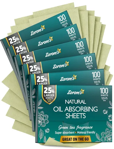 Vista 10 de Hojas de secado de aceite natural para cara con carbón de bambú, 25% más grandes, 1 unidad/100 hojas absorbentes de aceite aptas para maquillaje