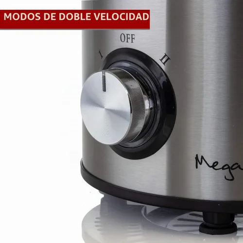 Vista 6 de MegaChef Máquina extractora de jugo de boca ancha con exprimidor centrífugo de acero inoxidable de doble velocidad, 3.5 tazas, plata cromada