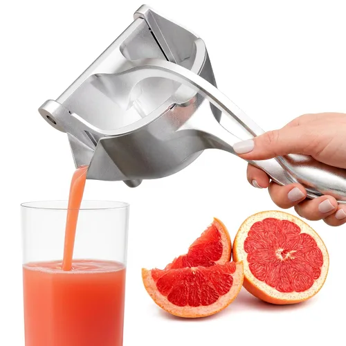 Vista 10 de Exprimidor de limón de acero inoxidable para máximo jugo en segundos, exprimidor de lima de 8.3 x 2.6 pulgadas, resistente y ergonómico, exprimidor