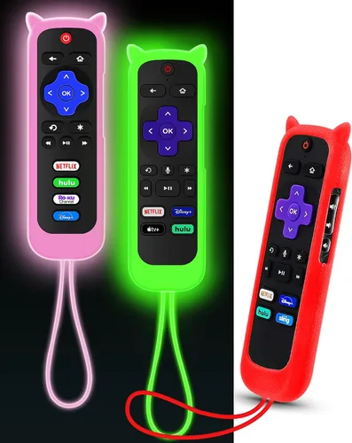 Vista 11 de 3Pcs Remote Cover for Roku with Cat Ears Design, Silicone Skin Case Compatible with Hisense/TCL Roku TV, Steaming Stick/Express, Universal