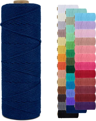Vista 127 de Cordón de macramé de 0.079 pulgadas, cuerda de algodón natural de 109 yardas, hilo de cuerda de macramé para manualidades, ganchos de pared