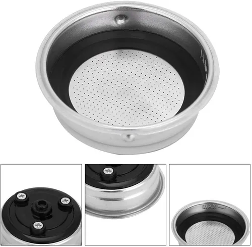 Vista 3 de Colador de cesta de café, cesta de filtro de acero inoxidable, cesta portafiltro de repuesto para máquinas de oficina en casa, portafiltro