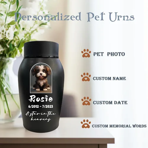 Vista 8 de Urnas personalizadas para cenizas de perros y gatos, nombre de mascota personalizado para urnas de cremación, urnas de recuerdo conmemorativas