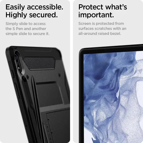 Vista 6 de Spigen Funda rígida rígida para Galaxy Tab S8+ Plus/S7+ Plus (2020), Tough Armor Pro con soporte y soporte integrado para S Pen, protección de doble