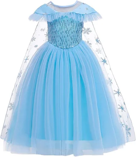 Vista 49 de Frozen - Vestido de princesa Elsa para niñas, disfraz de Halloween, Navidad, cumpleaños, fiesta, vestido de tul con accesorios