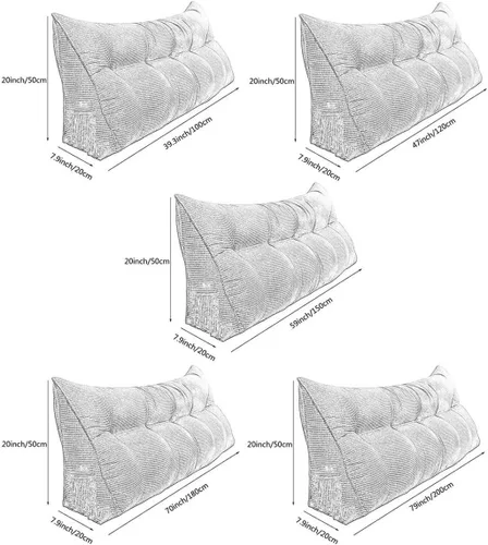 Vista 7 de Almohada de lectura triangular para cama o sofá, almohada grande para cabecero, cojín de cojín de almohada grande para sofá cama, respaldo