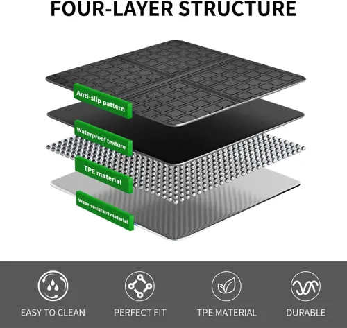 Vista 3 de Alfombrillas de piso de 2 filas y revestimiento de carga compatibles con Camry 2012-2017, alfombrillas de goma para todo tipo de clima, negras