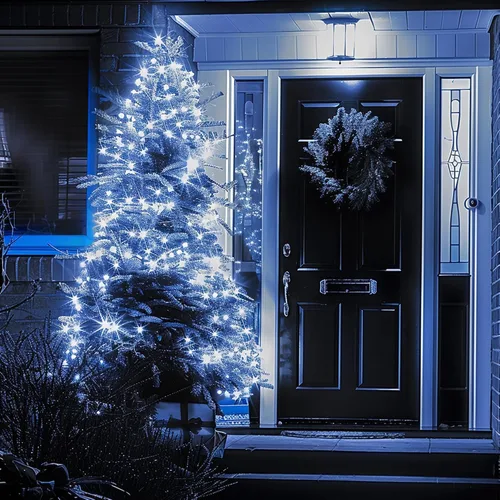 Vista 4 de TW SHINE C6 - Guirnalda de luces de Navidad, 200 LED de 66 pies, 8 modos, impermeable, conectable, color blanco