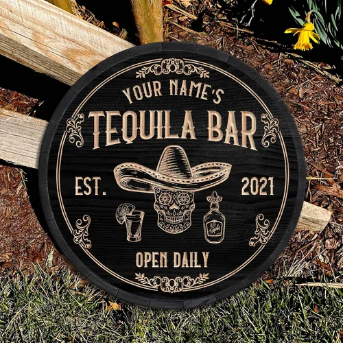 Vista 7 de Placa de pared de madera de bar de tequila mexicano personalizado, letrero de bar de México, letrero rústico para pub para el hogar, decoración