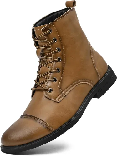 Vista 3 de Chukka Botas Casual Moda Oxford Vestido Botas Cuero Cordones Desierto Tobillo Botas Clásico para Hombres Ligero Antideslizante
