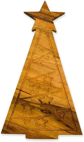 Vista 11 de Treen Art Tabla de cortar de madera de acacia para decoración de cocina, 14 pulgadas de largo x 13 pulgadas de ancho, tabla de cortar de madera