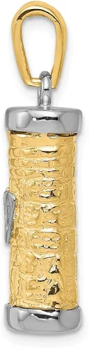 Vista 2 de Sonia Jewels Colgante Mezuzah de oro amarillo y blanco de 14 quilates en dos tonos - 1.181 in x 0.394 in, Metal