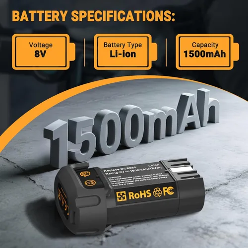 Vista 3 de Shentec Batería de 1500mAh 8V compatible con DEWALT DCB080