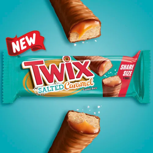Vista 3 de Twix - Barras de caramelo salado de chocolate con galletas de caramelo para fiestas, caja a granel de chocolate con leche, caja a granel de 56.4