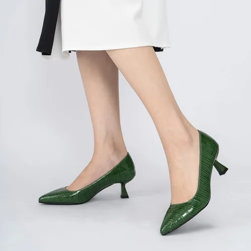 Vista 5 de youngshow Zapatos de vestir para mujer, tacón bajo y cerrado, puntera puntiaguda, sin cordones, para el trabajo y la oficina