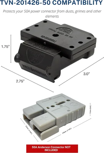 Vista 4 de Trailer Vision Cajas de Batería de 50A Conector Rápido Cubierta Protectora de Montaje Compatible con Calibre 6-12 AWG Ensamblaje de Enchufe Anderson