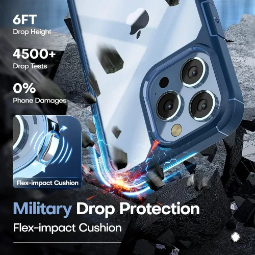 Vista 3 de TAURI - Funda 3 en 1 diseñada para el iPhone 13 Pro Max, con 2 paquetes de protector de pantalla de vidrio templado + 2 paquetes de protector