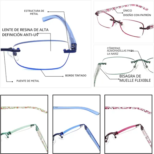 Vista 4 de JJWELL Paquete de 3 lentes de lectura para mujer, bloqueo de luz azul, antifatiga ocular/UV 400, lectores de filtro con bisagra de resorte, lentes