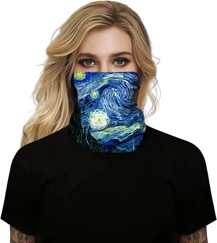 Vista 3 de GLUDEAR Bandanas sin costuras para el cuello, bufanda, diadema, bufanda, calentador de cuello al aire libre, Estilo 1-van Gogh