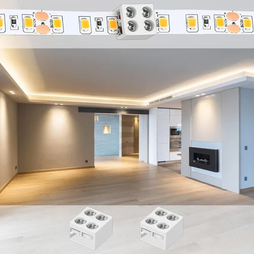 Vista 6 de Paquete de 10 conectores LED de cinta a cinta sin soldadura, bloques de terminales de tornillo de apriete, conector de 2 pines de 8mm