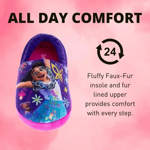 Vista 3 de DISNEY Pantuflas de princesa Encanto Cenicienta Ariel Jasmine Tianna para niñas, ligeras, cálidas, cómodas, suaves, Aline Girls (niños pequeños)