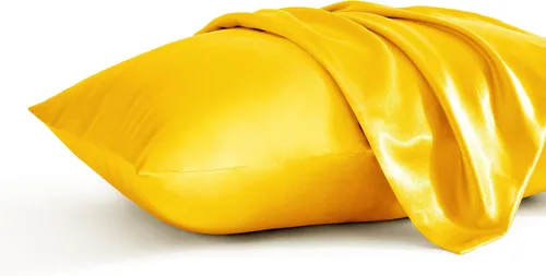 Vista 23 de BEDSUM Paquete de 2 fundas de almohada de satén de seda King para cabello y piel, suaves y lujosas, fundas de almohada con cierre de sobre, 20 x 36