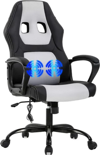 Vista 9 de Silla de oficina de masaje, silla de juegos para PC, cómoda silla de oficina ergonómica, silla de escritorio con soporte lumbar, reposacabezas