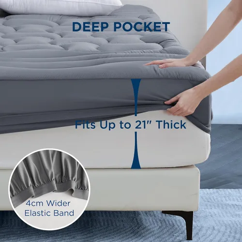 Vista 7 de Bedsure Protector de colchón Twin impermeable - Protector de colchón acolchado impermeable ajustable con cubrecolchón y bolsillo profundo de 8-21
