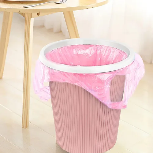 Vista 6 de Bolsas de basura de baño de 4 galones, 5 rollos/100 unidades, asas pequeñas, bolsas de basura para oficina, cocina, dormitorio, papelera, coloridas