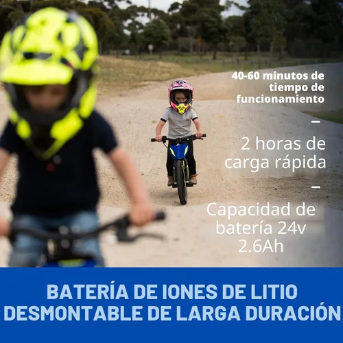 Vista 5 de Bicicleta eléctrica ligera AIII para niños, motocicleta eléctrica de 170/340W hasta 10/12MPH, batería desmontable de 24V, frenos duales operados a