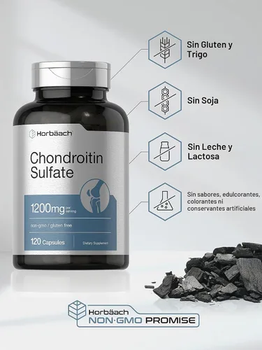 Vista 4 de Horbaäch Condroitina Sulfato 1200mg 120 Cápsulas Suplemento sin OMG y sin gluten