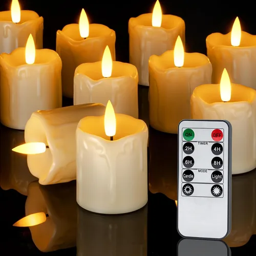 Vista 7 de Homemory Velas votivas parpadeantes sin llama con control remoto y temporizador de 2 x 2 pulgadas, funciona con pilas, paquete de 6 velas falsas