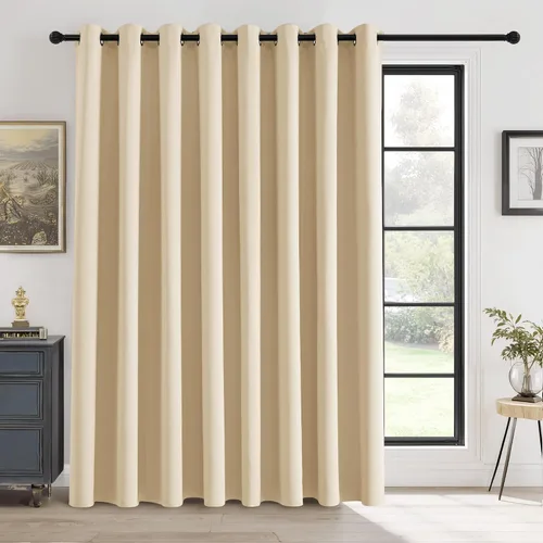 Vista 24 de RYB HOME Cortinas portátiles para puerta con privacidad, cortinas opacas y aislantes térmicas para dormitorio, armario, sala de estar, comedor, Beige