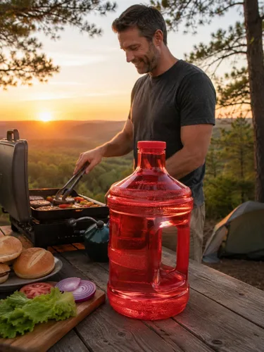 Vista 5 de H8O® botella de agua redonda de 1 galón sin BPA con tapa de 48 mm (negra)