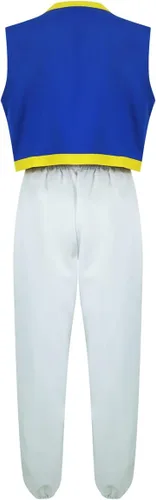 Vista 3 de LILLIWEEN Disfraz de superhéroe para hombre, chaleco y pantalones de cosplay para adultos, disfraz de Halloween